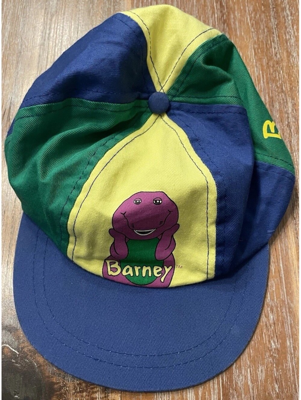 1992 Vintage Barney Kids Hat Scrunched Back Printed Graphic Baseball Cap
